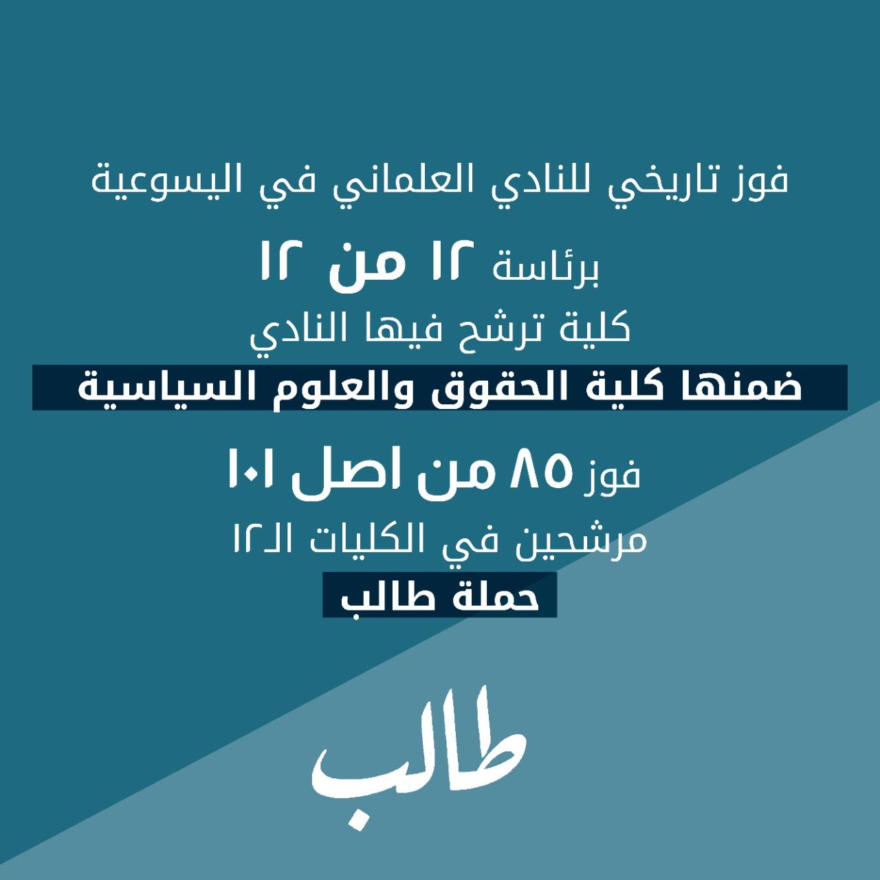 النادي العلماني في اليسوعية: فوزنا بجميع رئاسات الهيئات الطلابية انتصار غير مسبوق